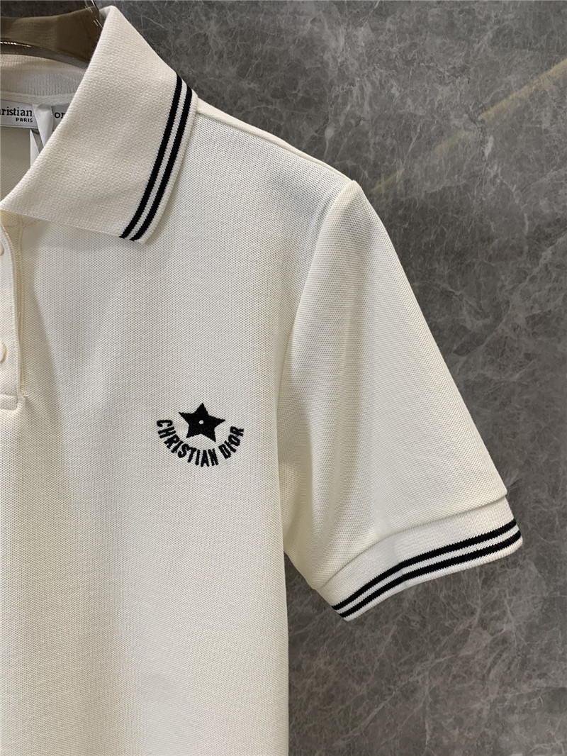 D10r ribbed contrast lapel short-sleeved polo top replica clothes