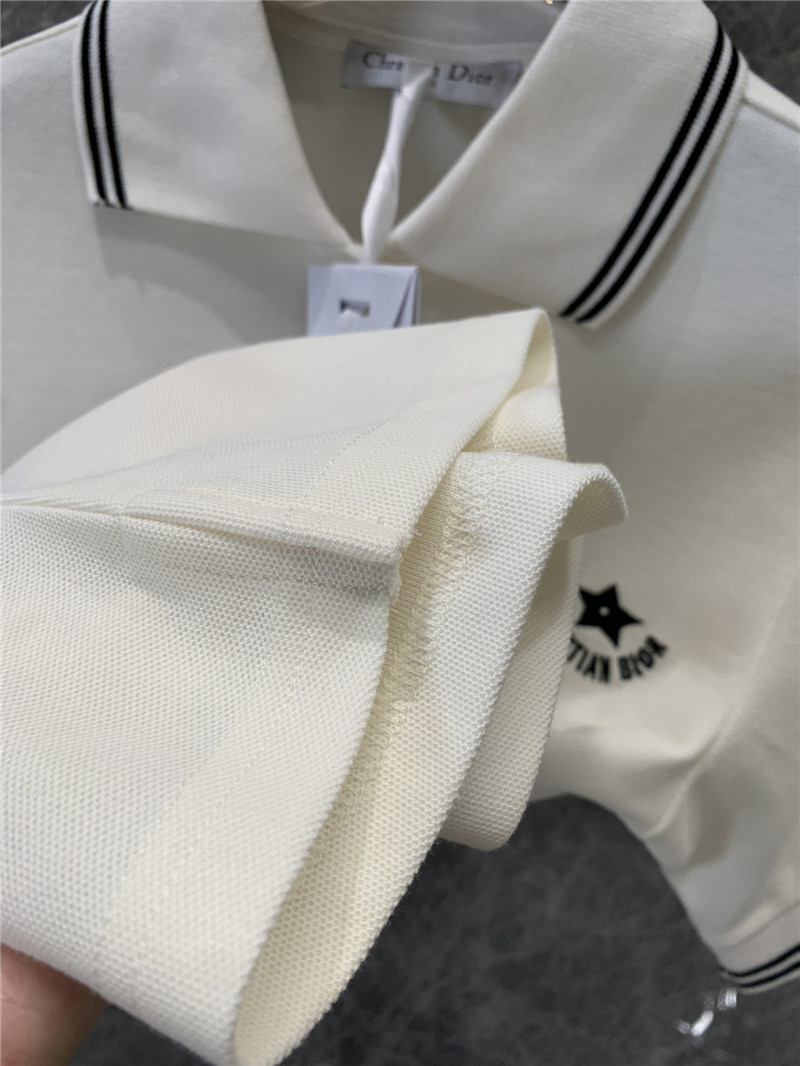 D10r ribbed contrast lapel short-sleeved polo top replica clothes