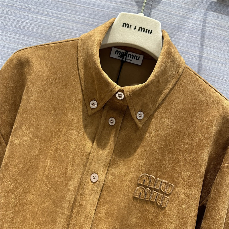 M1um1u retro golden brown suede shirt jacket replica clothes