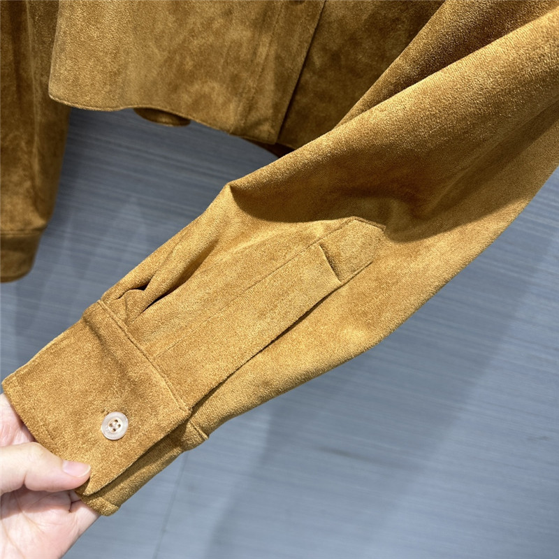 M1um1u retro golden brown suede shirt jacket replica clothes