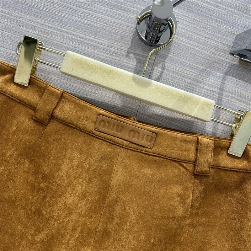 M1um1u retro golden brown suede mini skirt