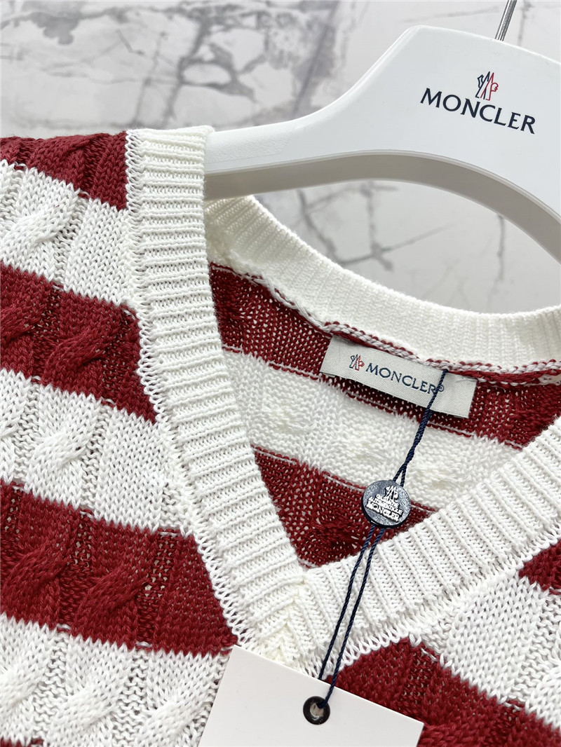 Moncler V-neck striped contrast knitted vest replica clothes