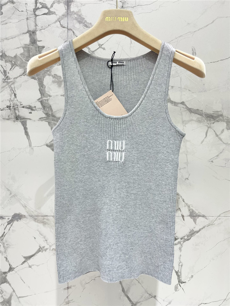 M1um1u letter jacquard design ribbed vest replica d&g clothing