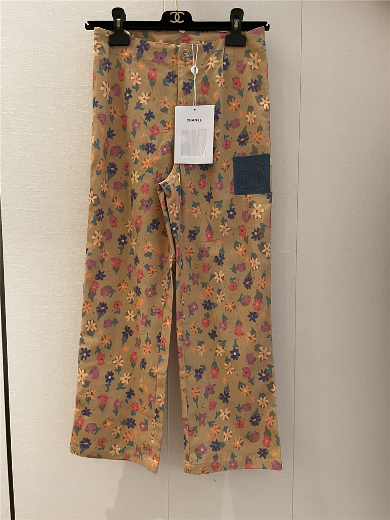 Ch**el floral straight pants replica clothing