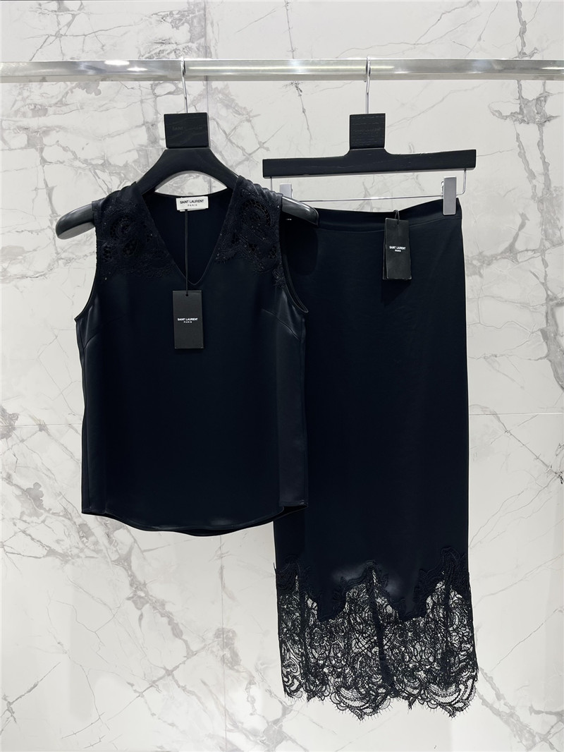Y51 high waist stitching lace embroidery slit skirt replicas clothes