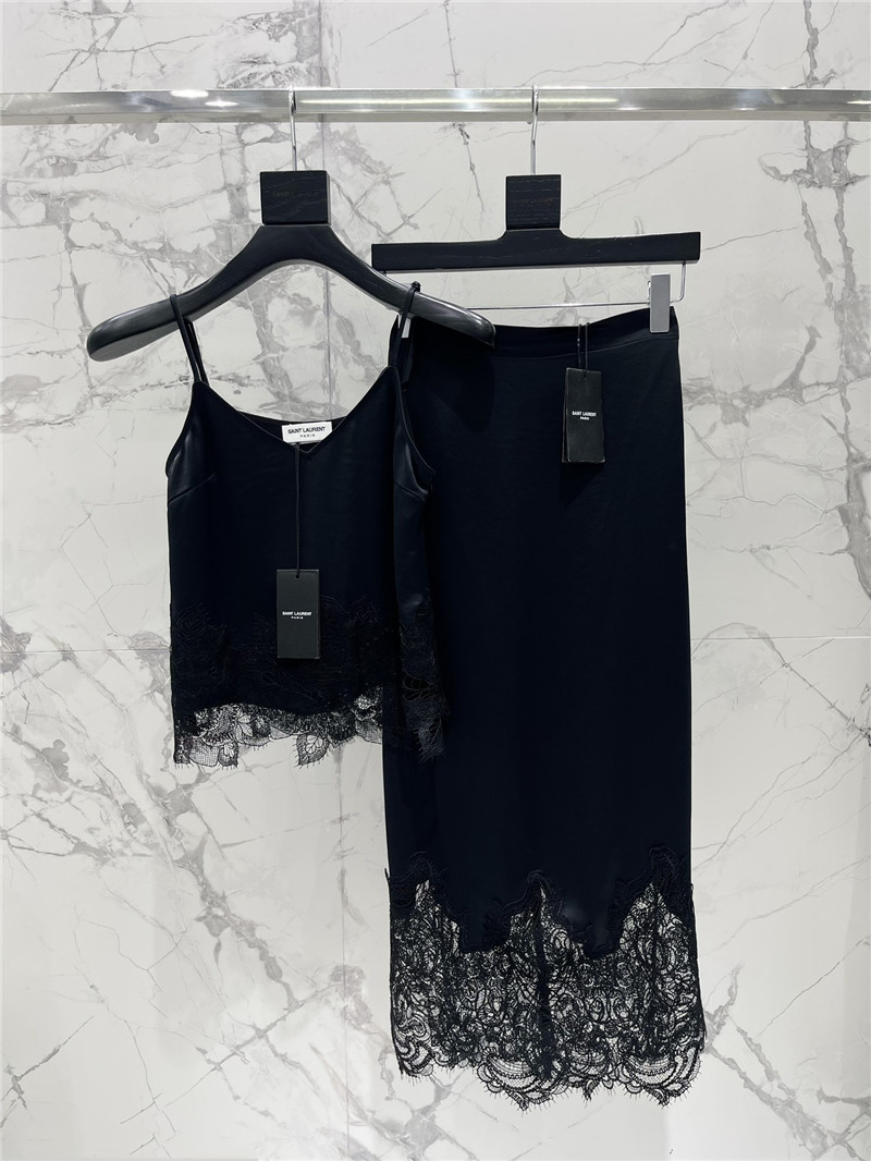 Y51 high waist stitching lace embroidery slit skirt replicas clothes