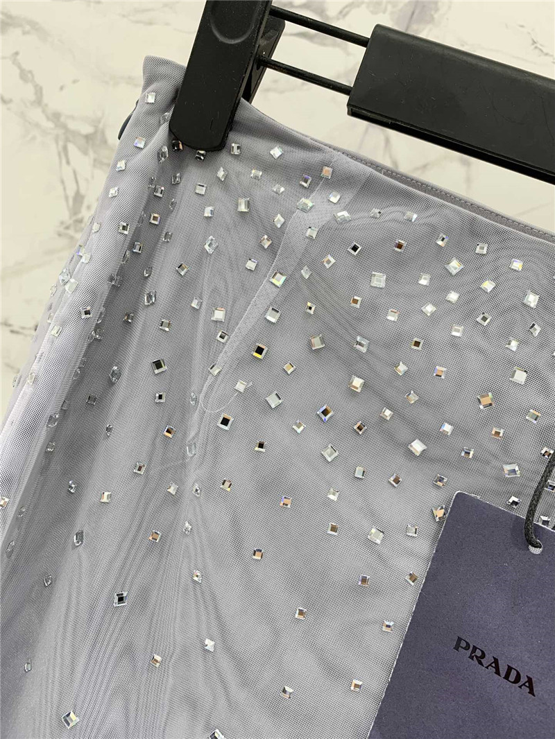 Pra*a mesh rhinestone skirt replica d&g clothing