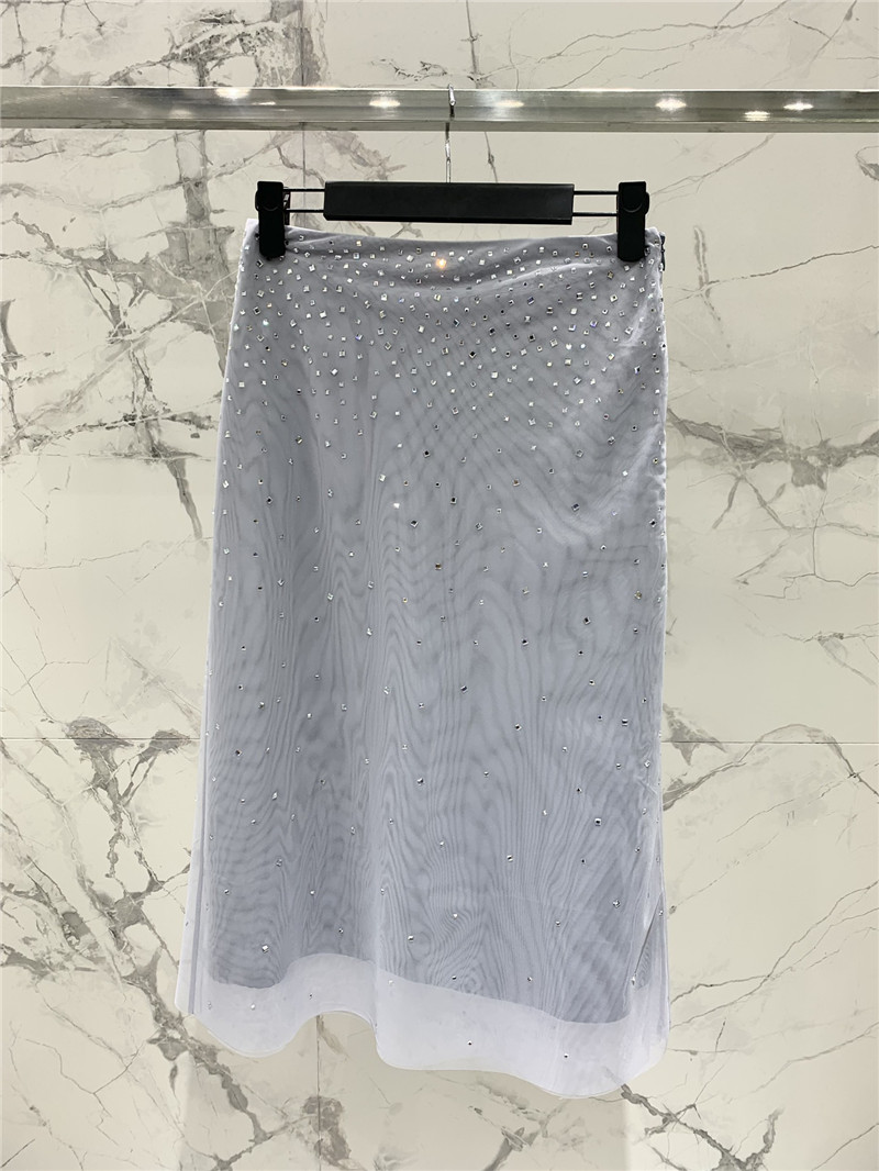Pra*a mesh rhinestone skirt replica d&g clothing