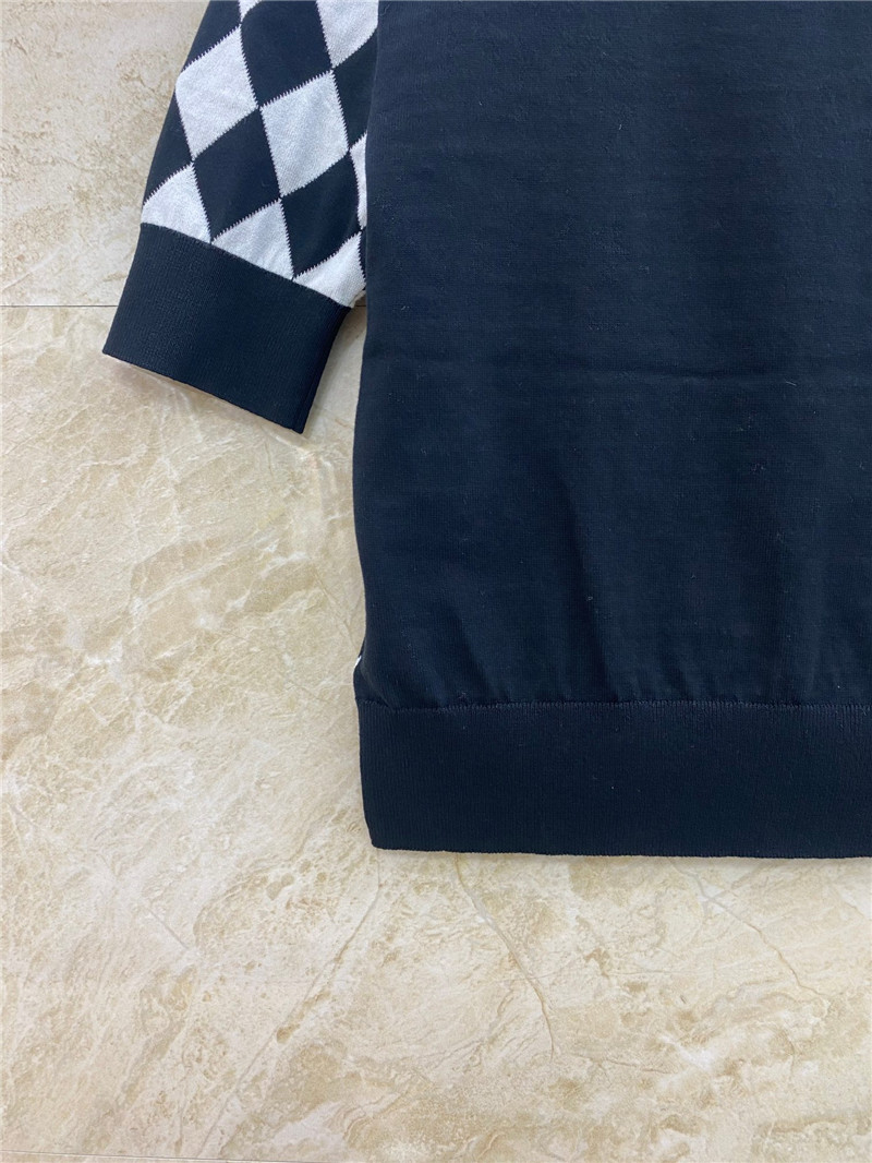 Balmain plaid knitted short-sleeved replicas clothes