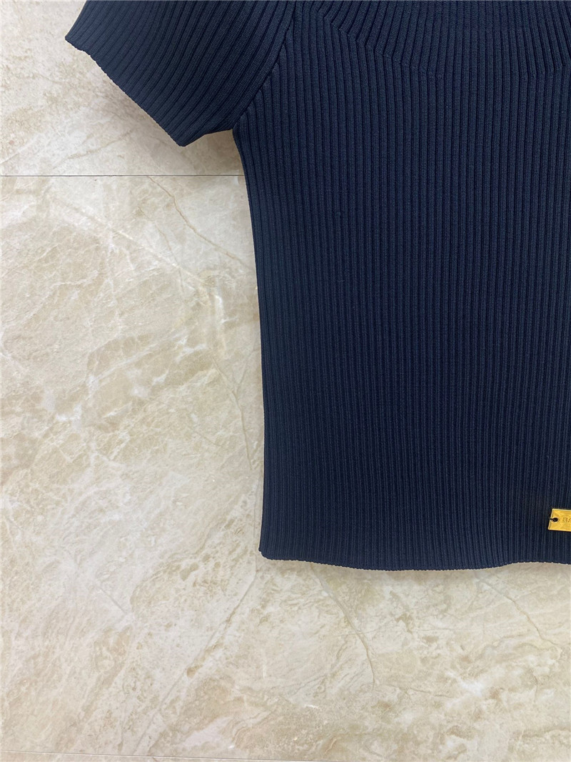 Balmain pleated knit short-sleeved mini top replica clothes
