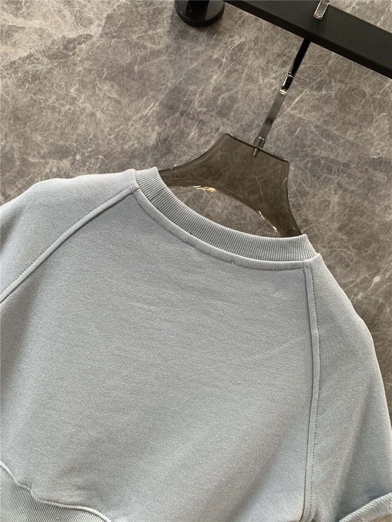 Pra*a round neck short sleeve sweatshirt replica clothes