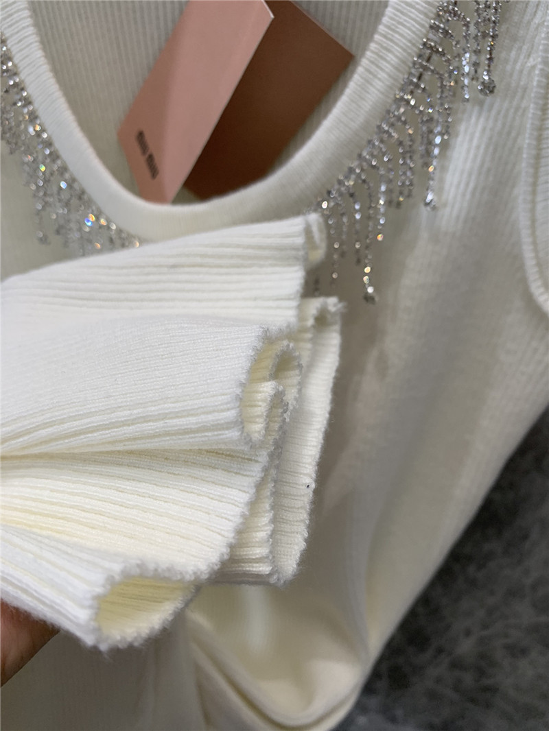 M1um1u tassel rhinestone collar knitted vest dress replica clothes