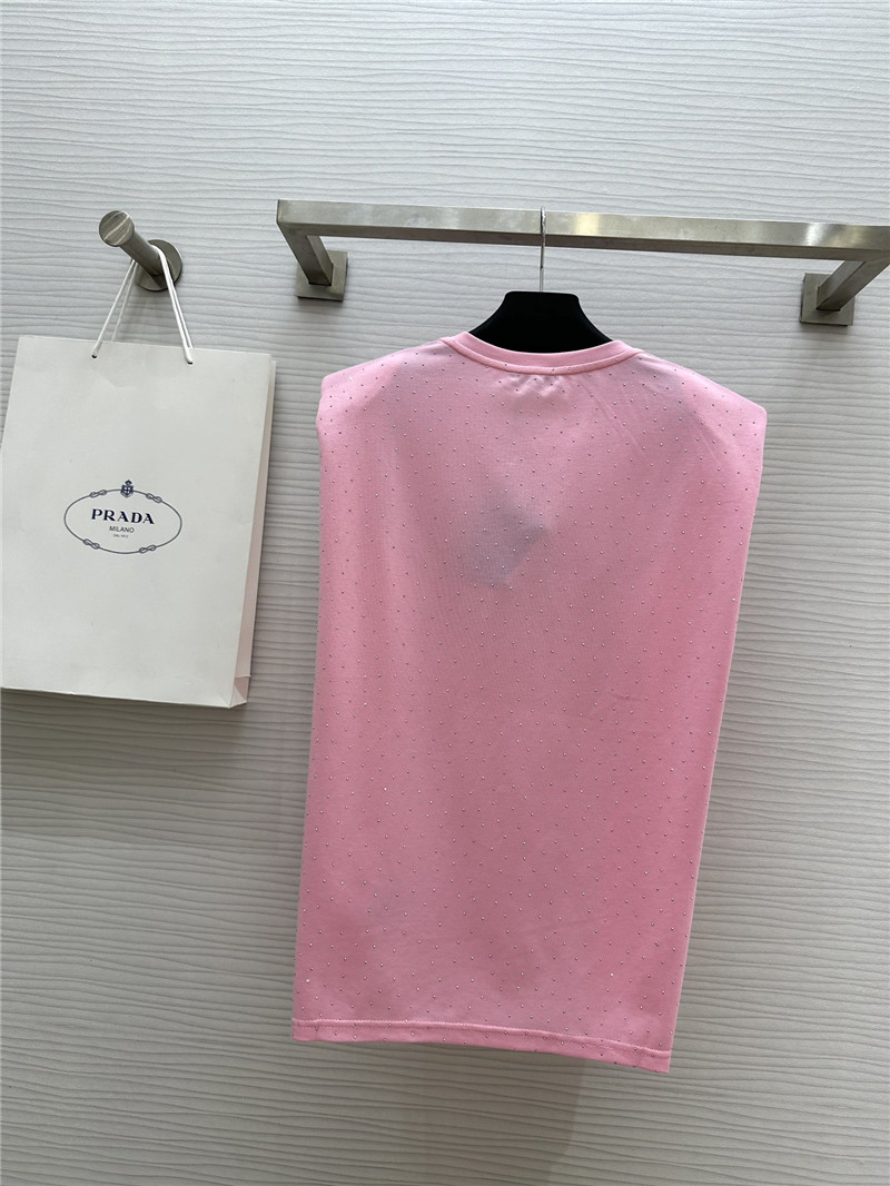 Pra*a starry rhinestone top replica clothes