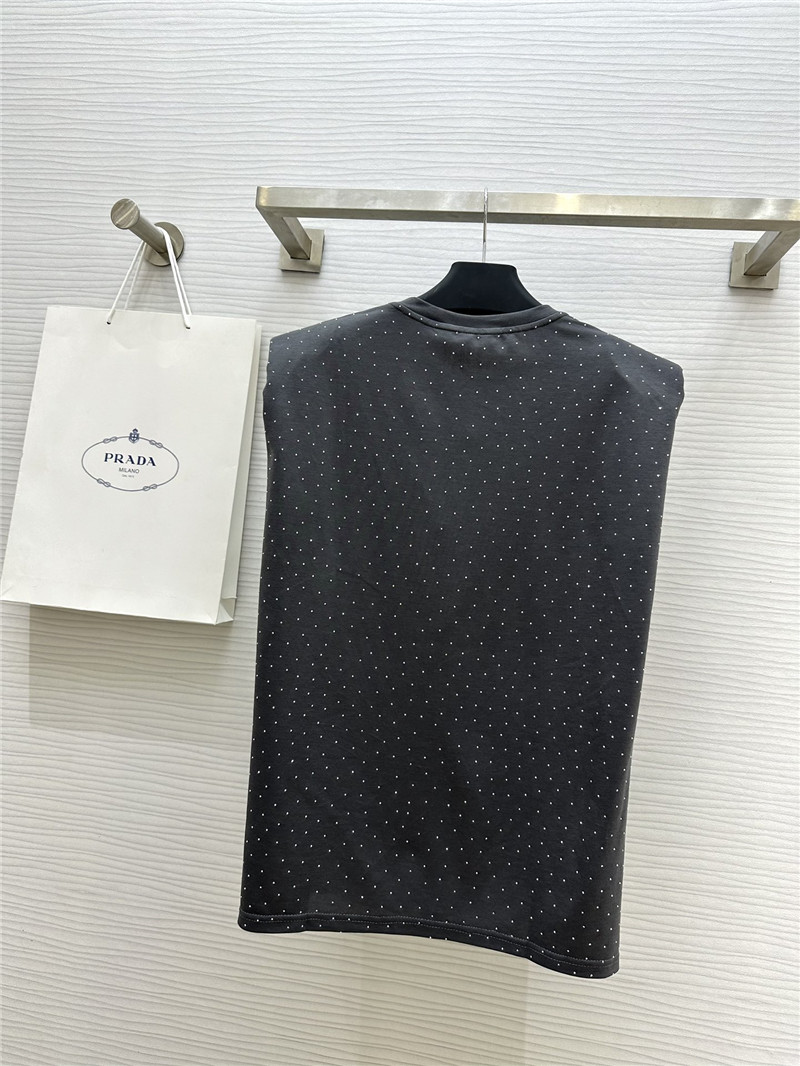 Pra*a starry rhinestone top replica clothes