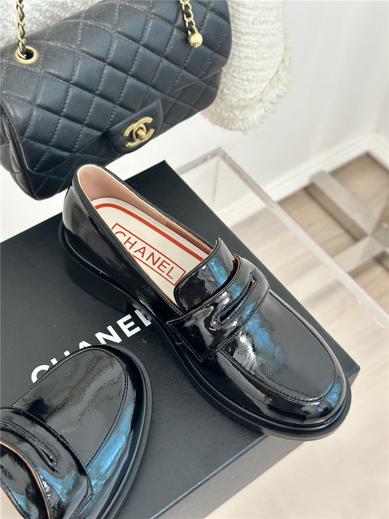 Ch**el white patent leather loafers