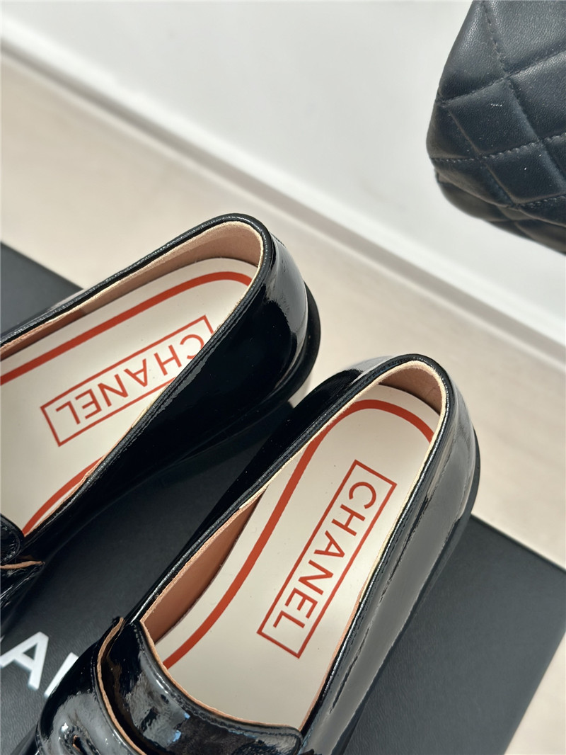 Ch**el white patent leather loafers