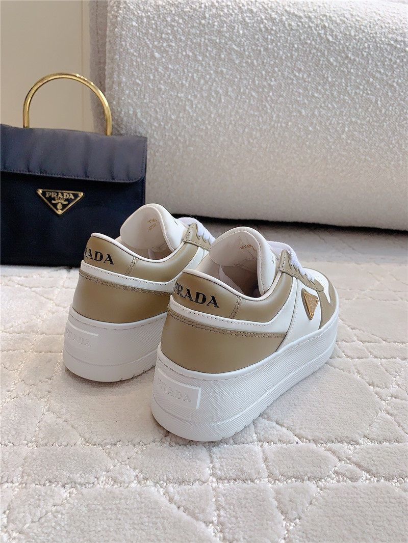 Pra*a triangle-logo brown lace-up sneakers
