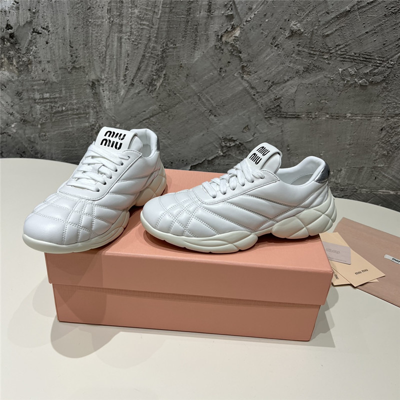 Miu Miu Quilted Leather Lace-up Sneakers