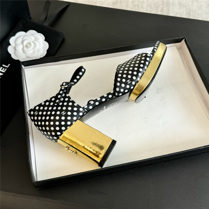 printed calfskin polka dot Ch**el platform sandals