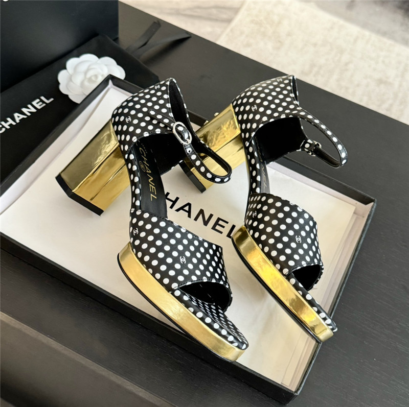 printed calfskin polka dot Ch**el platform sandals