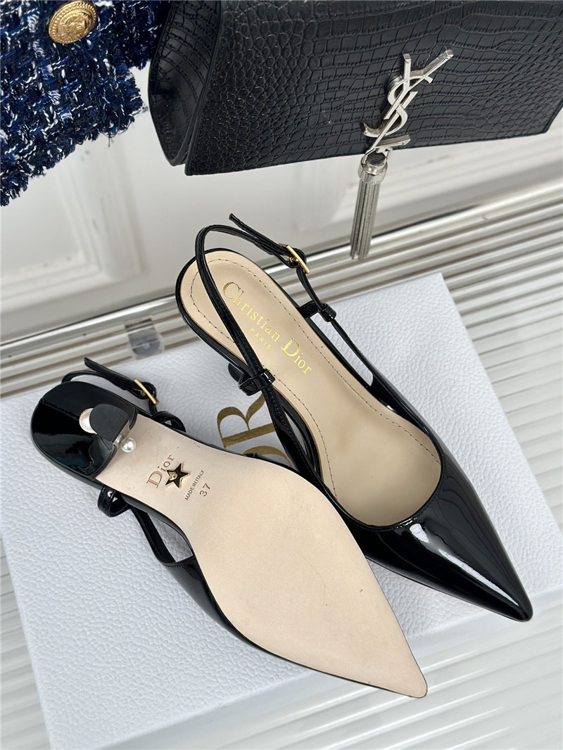 chr1st1an D10r black patent leather slingback pumps