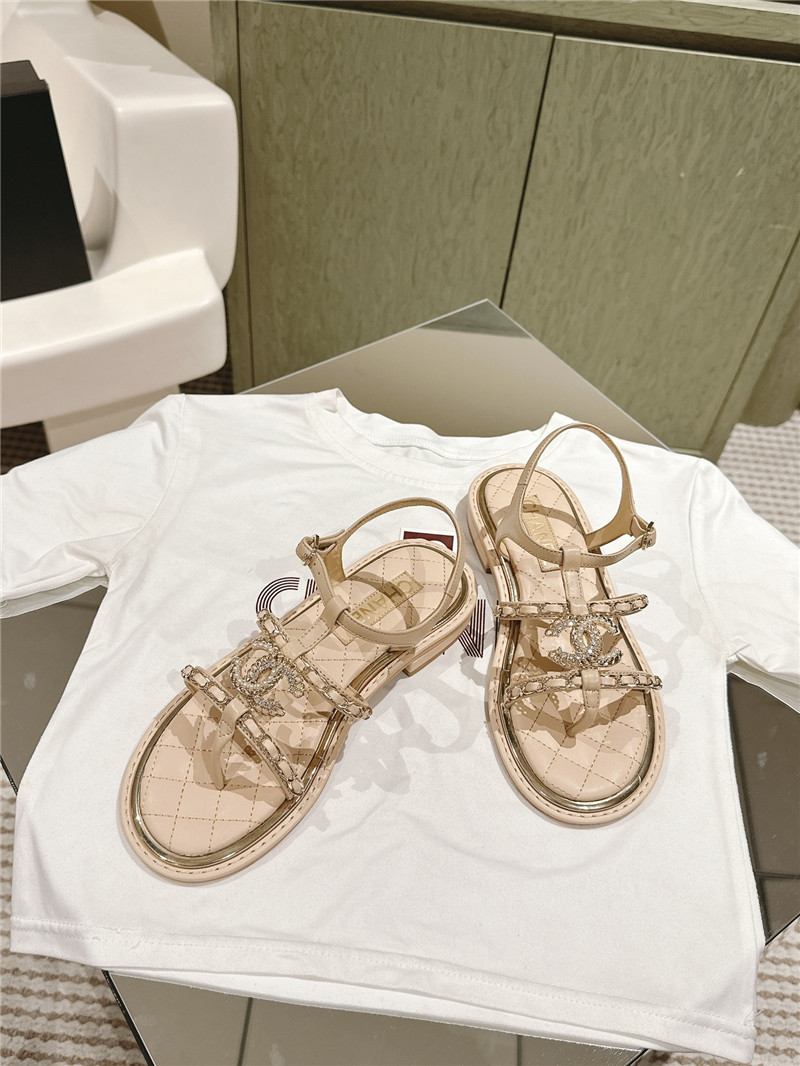 Ch**el beige flip flops flat sandals