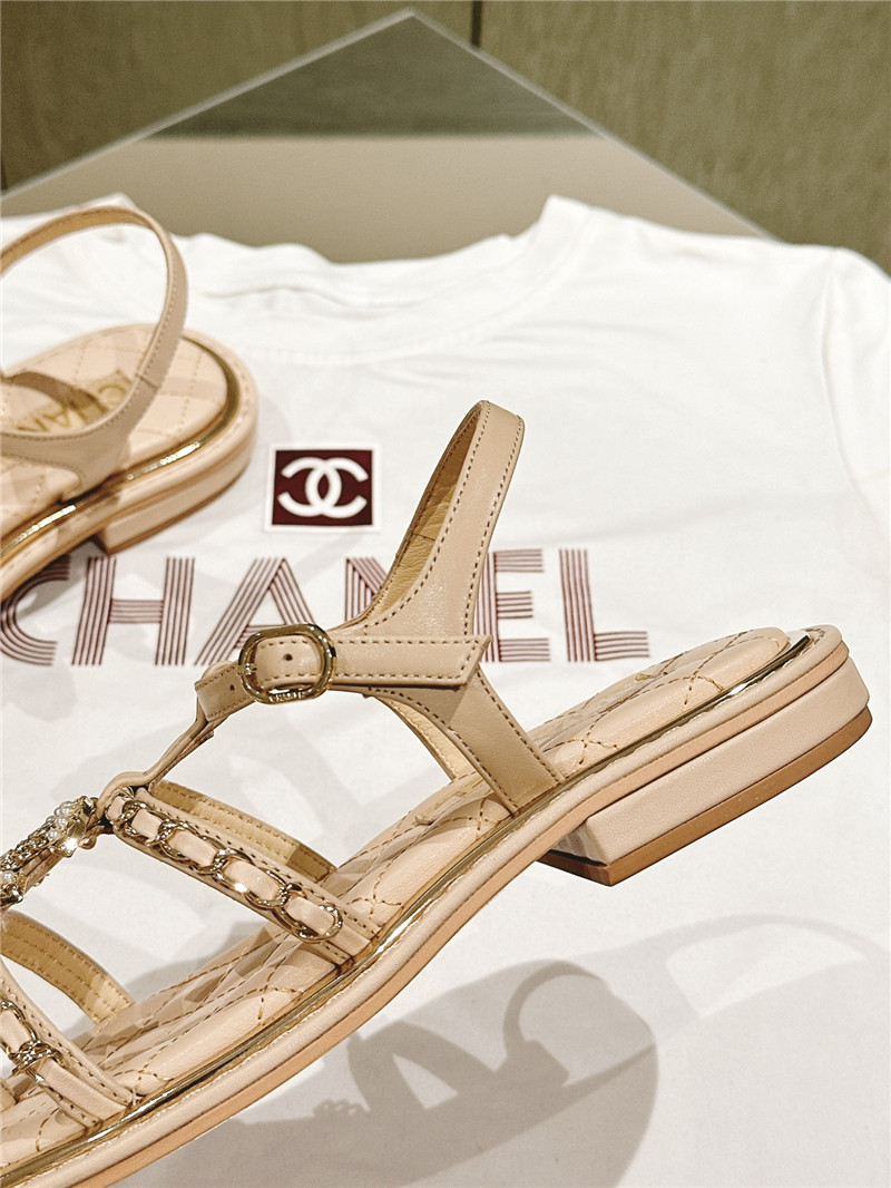 Ch**el beige flip flops flat sandals