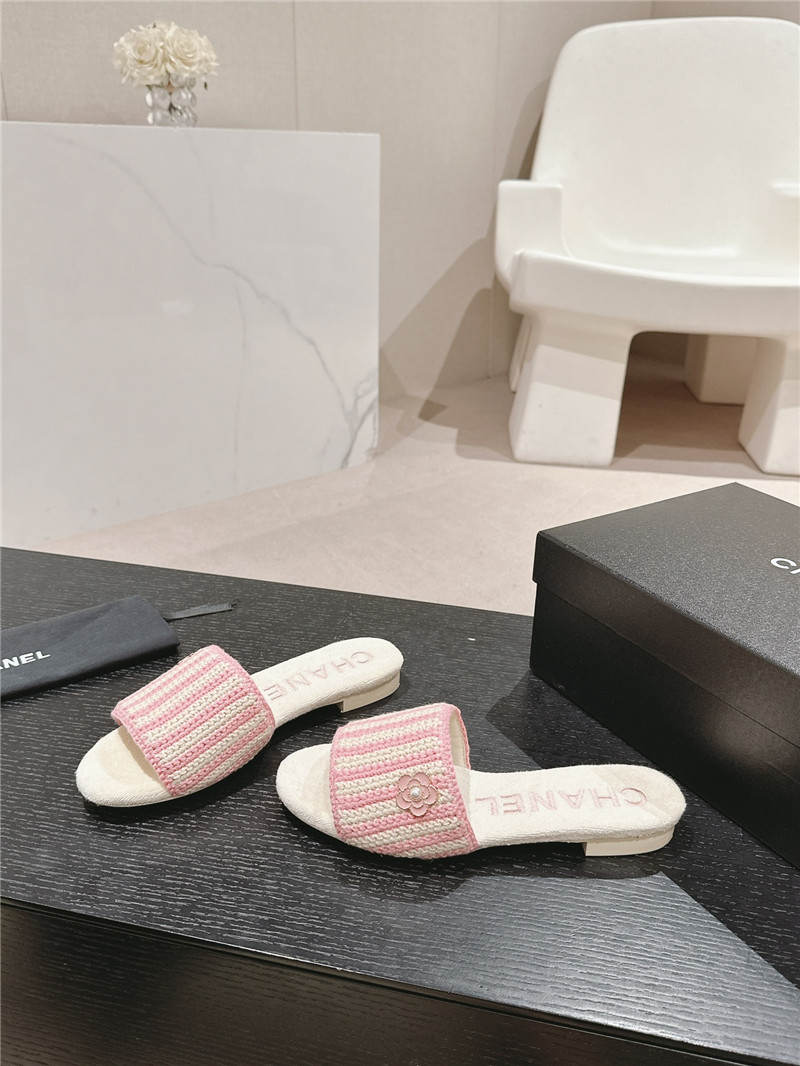 Ch**el pink woven mules flat slides