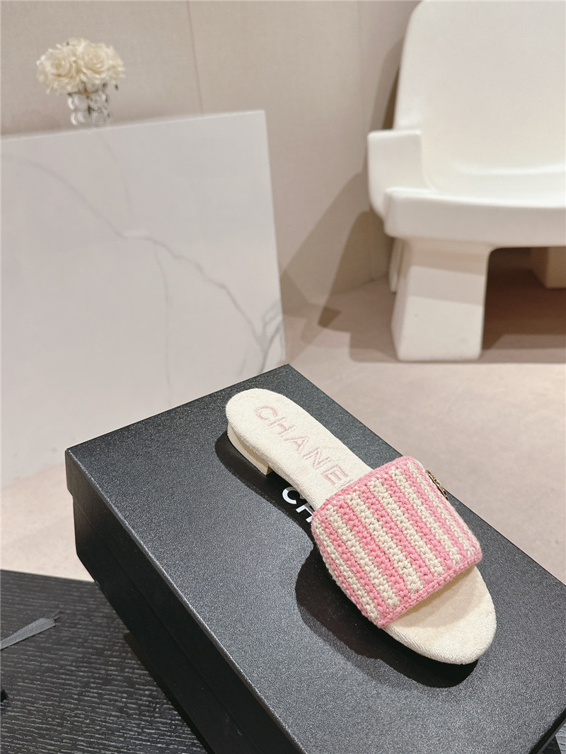 Ch**el pink woven mules flat slides