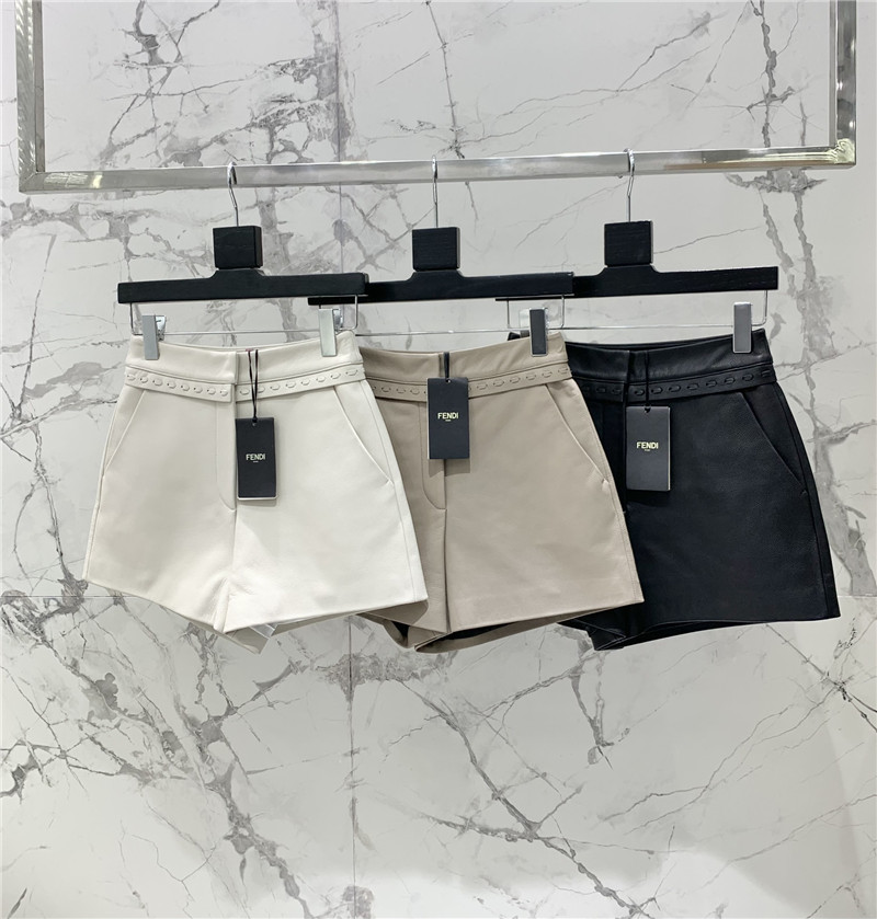 F**di pebbled cord leather shorts replicas clothes