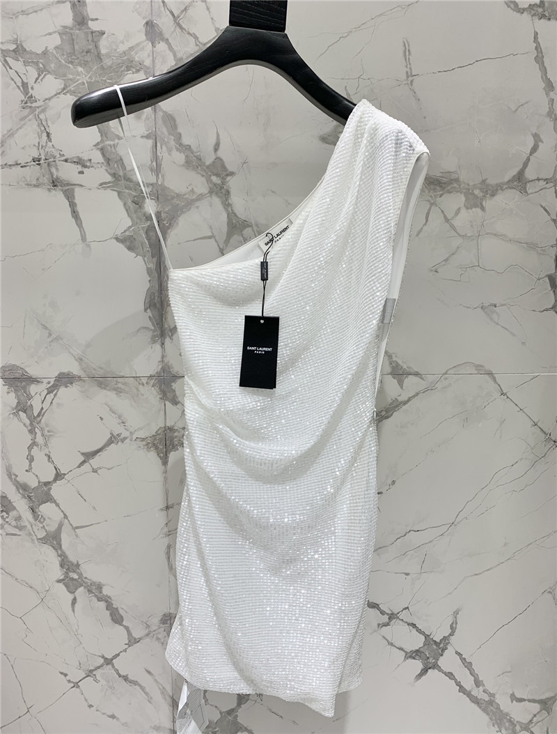 Y51 one-shoulder sequined mesh skirt replica d&g clothing