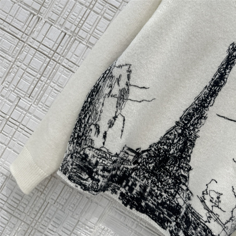 D10r paris motif knit sweater white