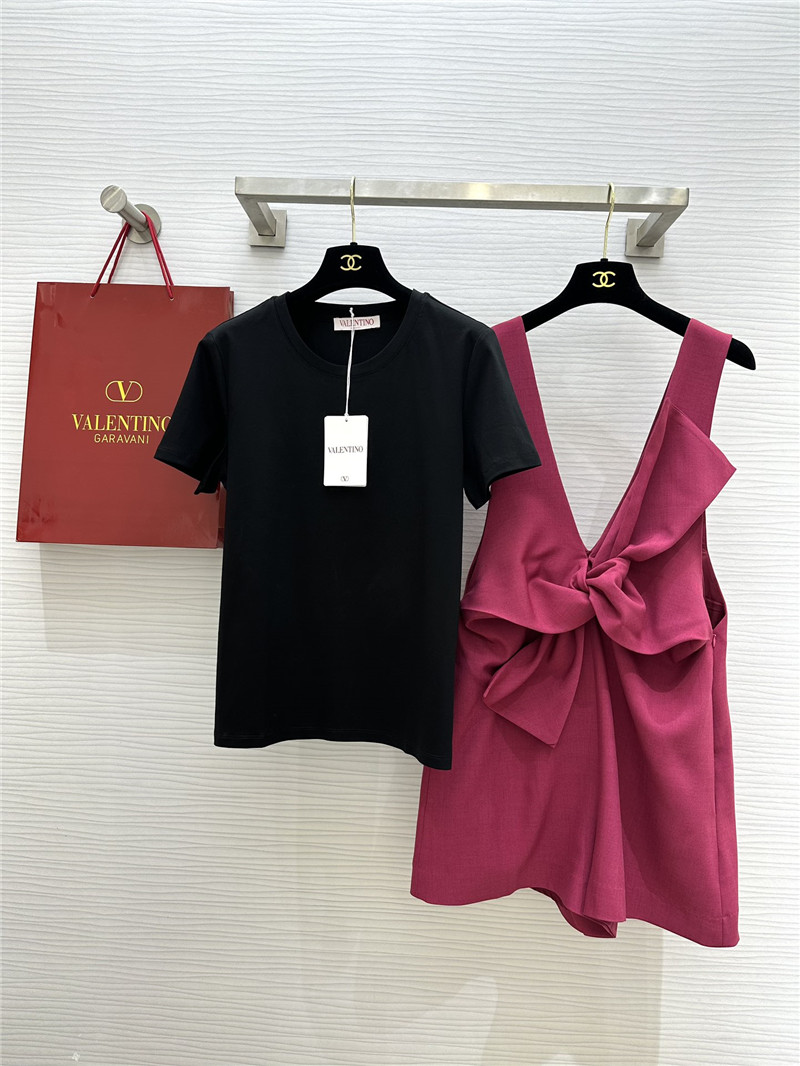 Va1e*ntin0 t-shirt + bow overalls set replica clothes