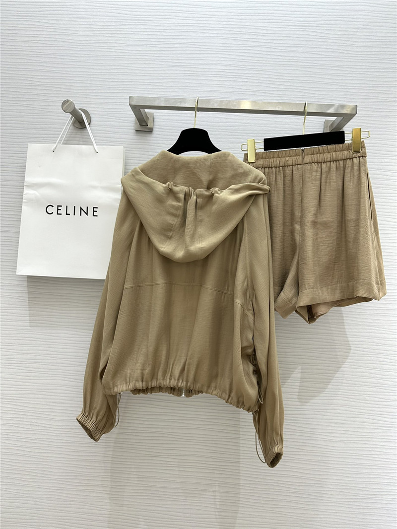 Ce1i*e tencel hooded jacket + shorts set replica clothes