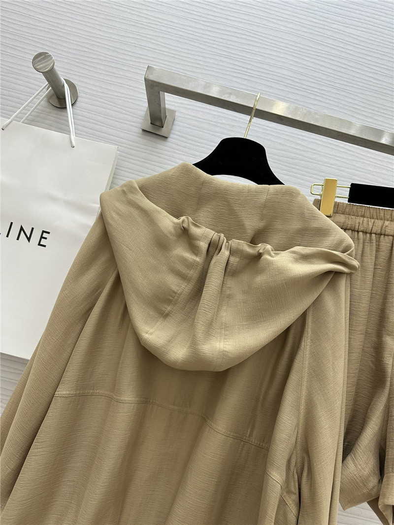 Ce1i*e tencel hooded jacket + shorts set replica clothes