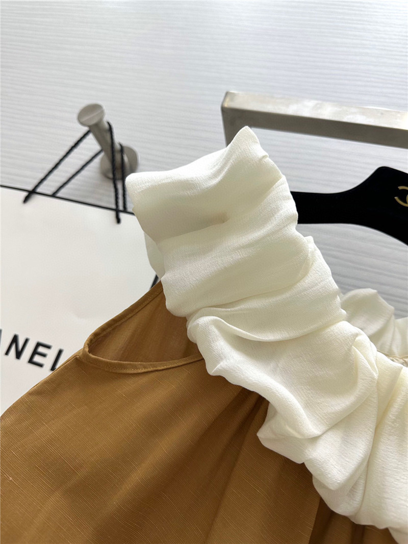 Ch**el one-shoulder silk and linen jumpsuit replica clothing