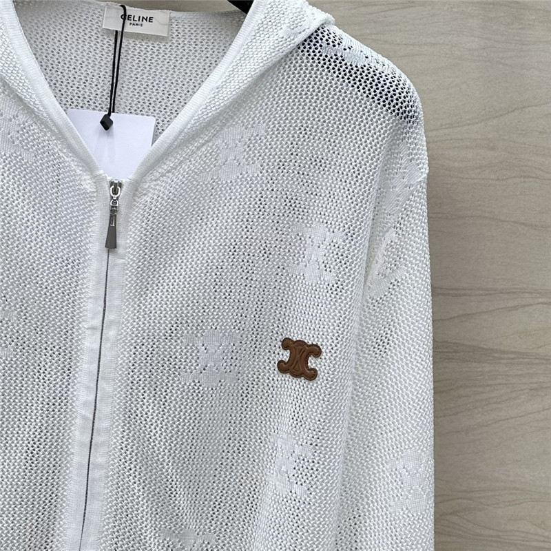 Ce1i*e silk zipped hooded cardigan white