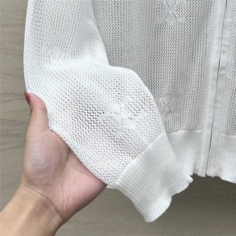 Ce1i*e silk zipped hooded cardigan white