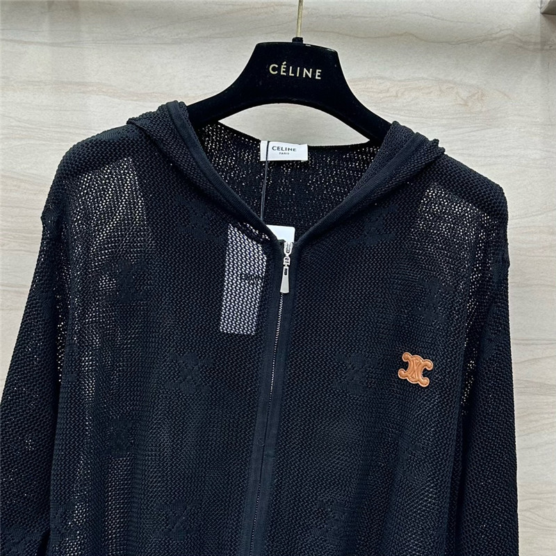 Ce1i*e silk zipped hooded cardigan black