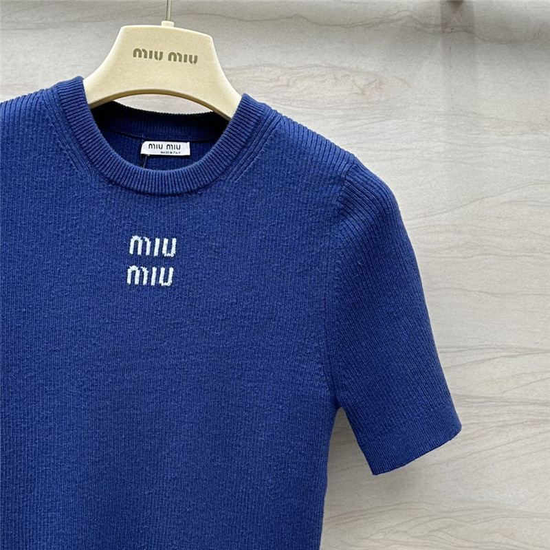M1um1u slim fit short sleeve knit top replica d&g clothing