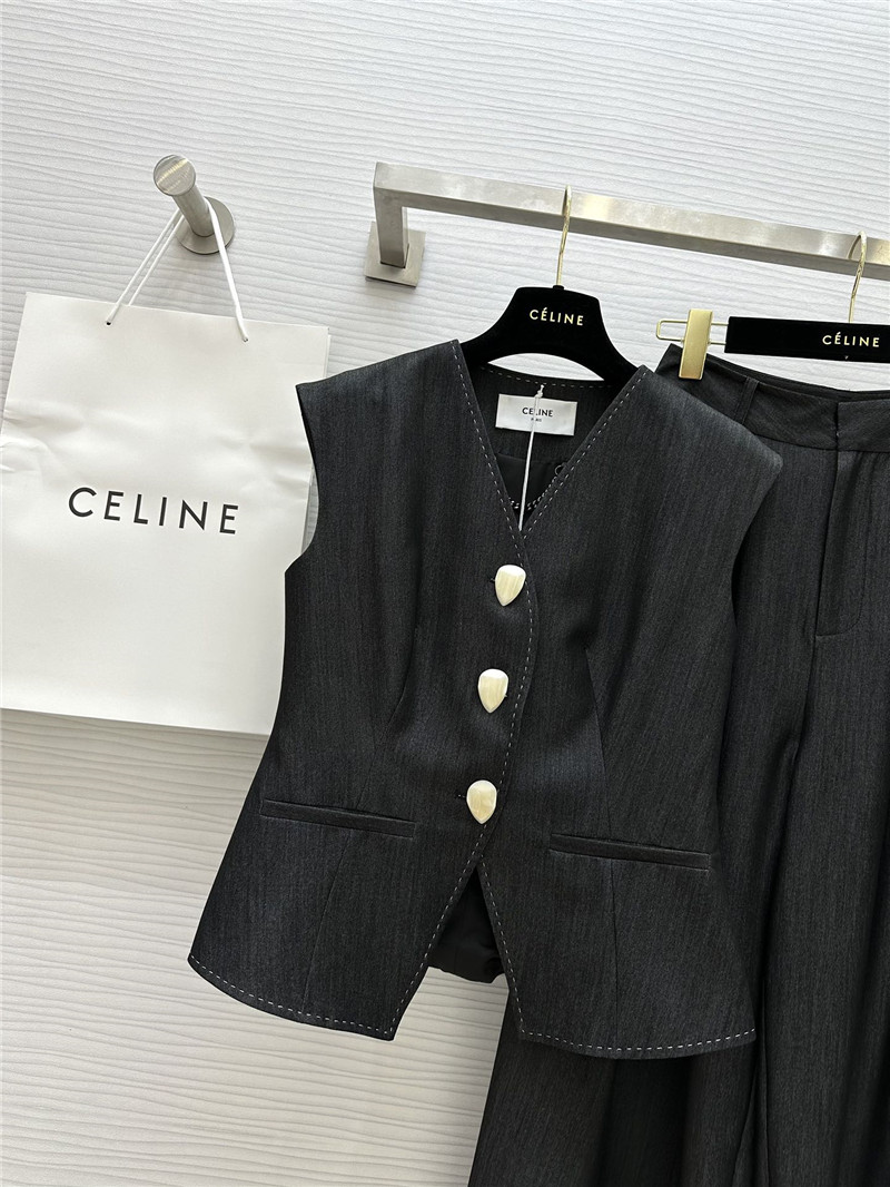 Ce1i*e tencel denim vest + wide-leg pants set replica d&g clothing