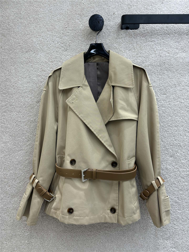 Pra*a khaki short trench coat cheap replica designer clothes