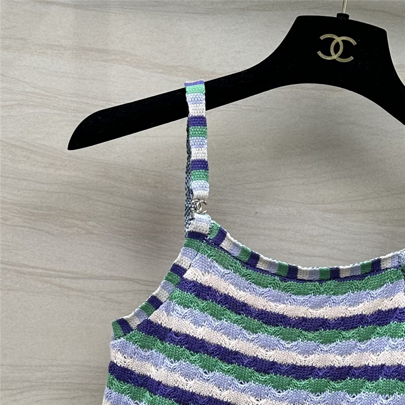 Ch**el dopamine color striped knitted camisole replica d&g clothing