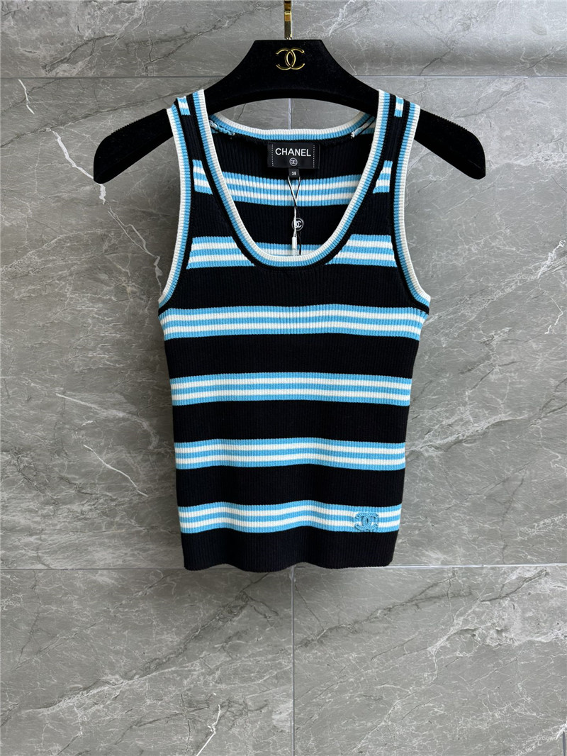 Ch**el contrast striped vest replicas clothes