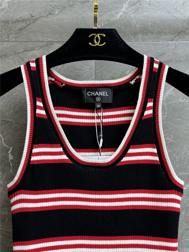 Ch**el contrast striped vest replicas clothes
