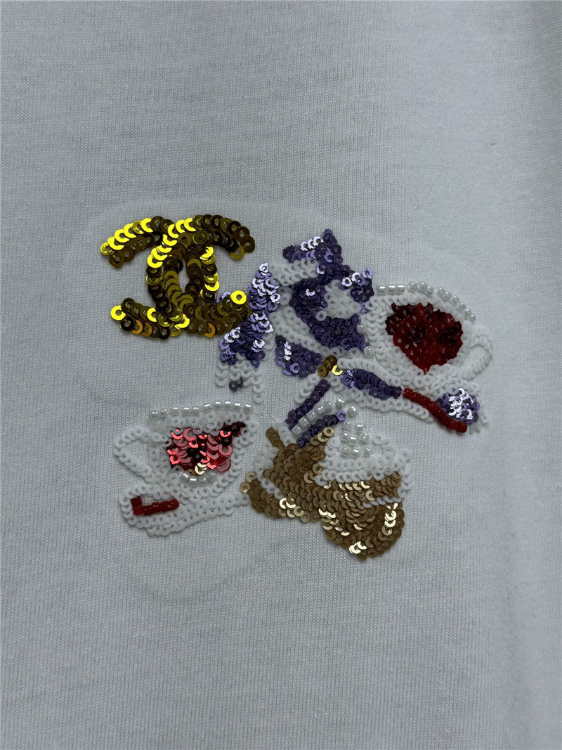 Ch**el sequin embroidered t-shirt replicas clothes