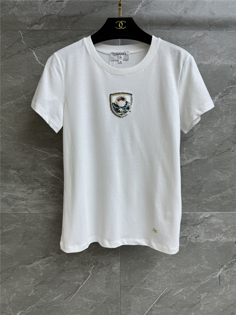Ch**el sequin embroidered t-shirt replicas clothes