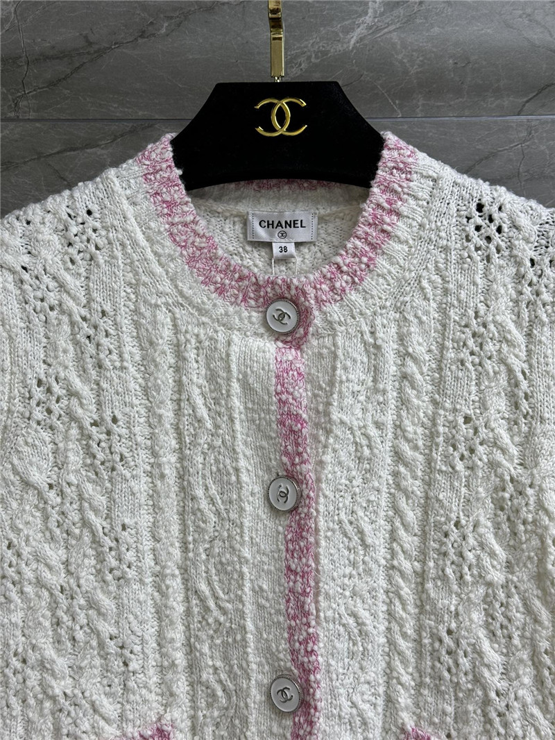 Ch**el color block twist cardigan white
