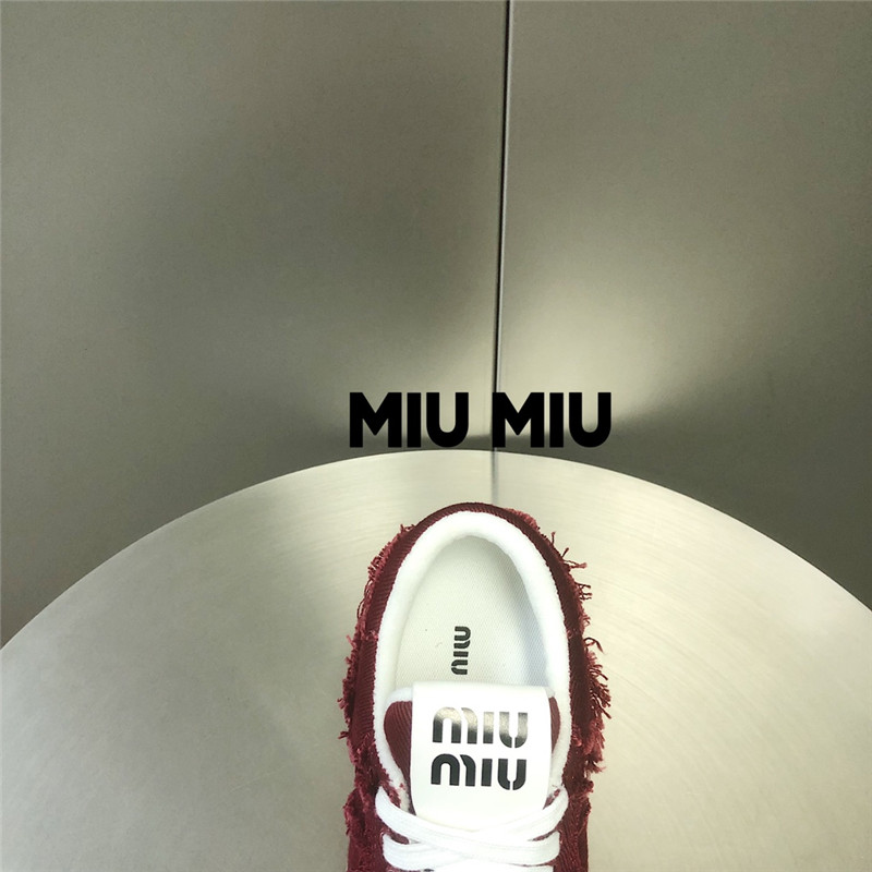 Miu Miu Red Lace-Up Canvas Sneakers