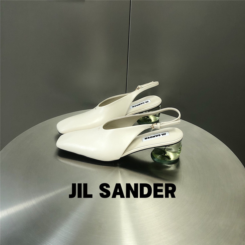 Jil Sander 50mm Leather Slingback Pumps in White